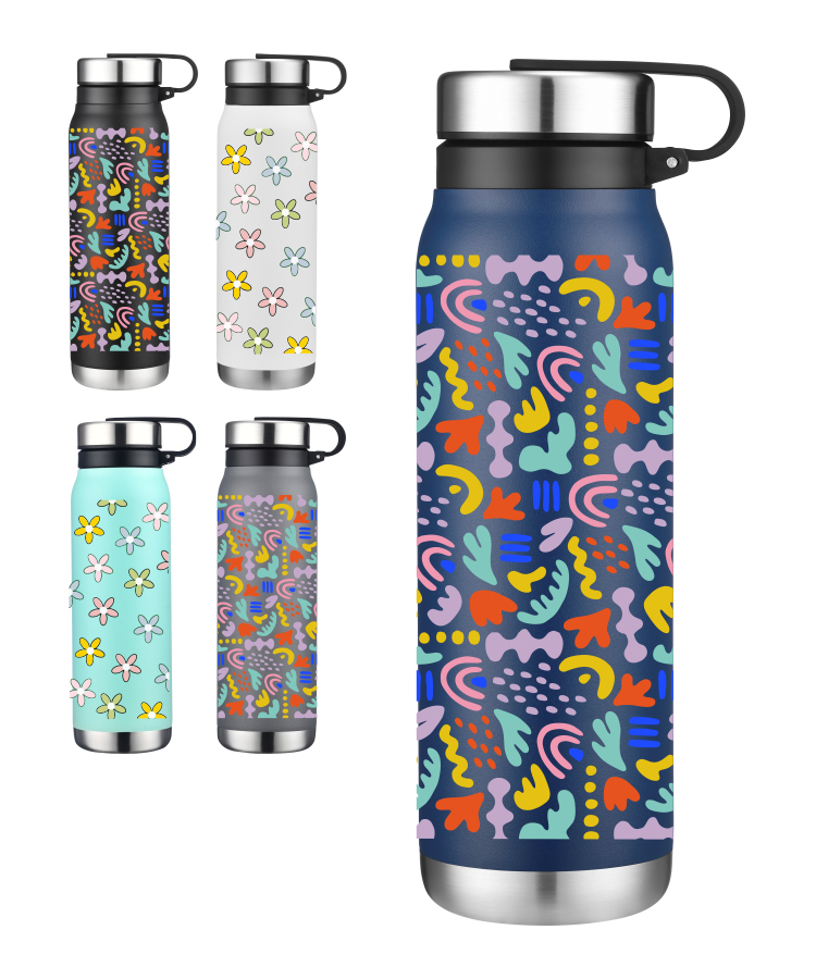 Union Printed - 20oz Vacuum Water Bottle w/ removable SS lid - Full Color Wrap