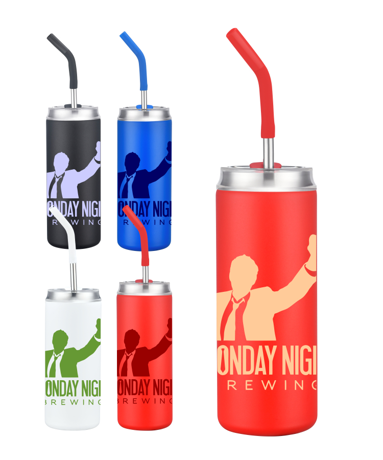 Union Printed - 20 oz Vacuum Tumbler Can w/ Straw - One Color Wrap