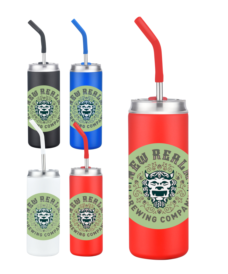 Union Printed - 20 oz Vacuum Tumbler Can w/ Straw - Full Color Wide