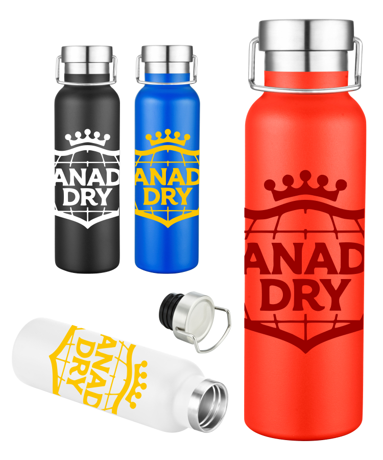 20 oz Double Wall Stainless Steel Vacuum Insulated Travel Bottle Powder Coated - One Color Wrap