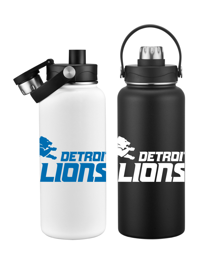 Union Printed - 34oz Vacuum Water Bottle w/ Screw-on lid & Handle - One Color Wrap