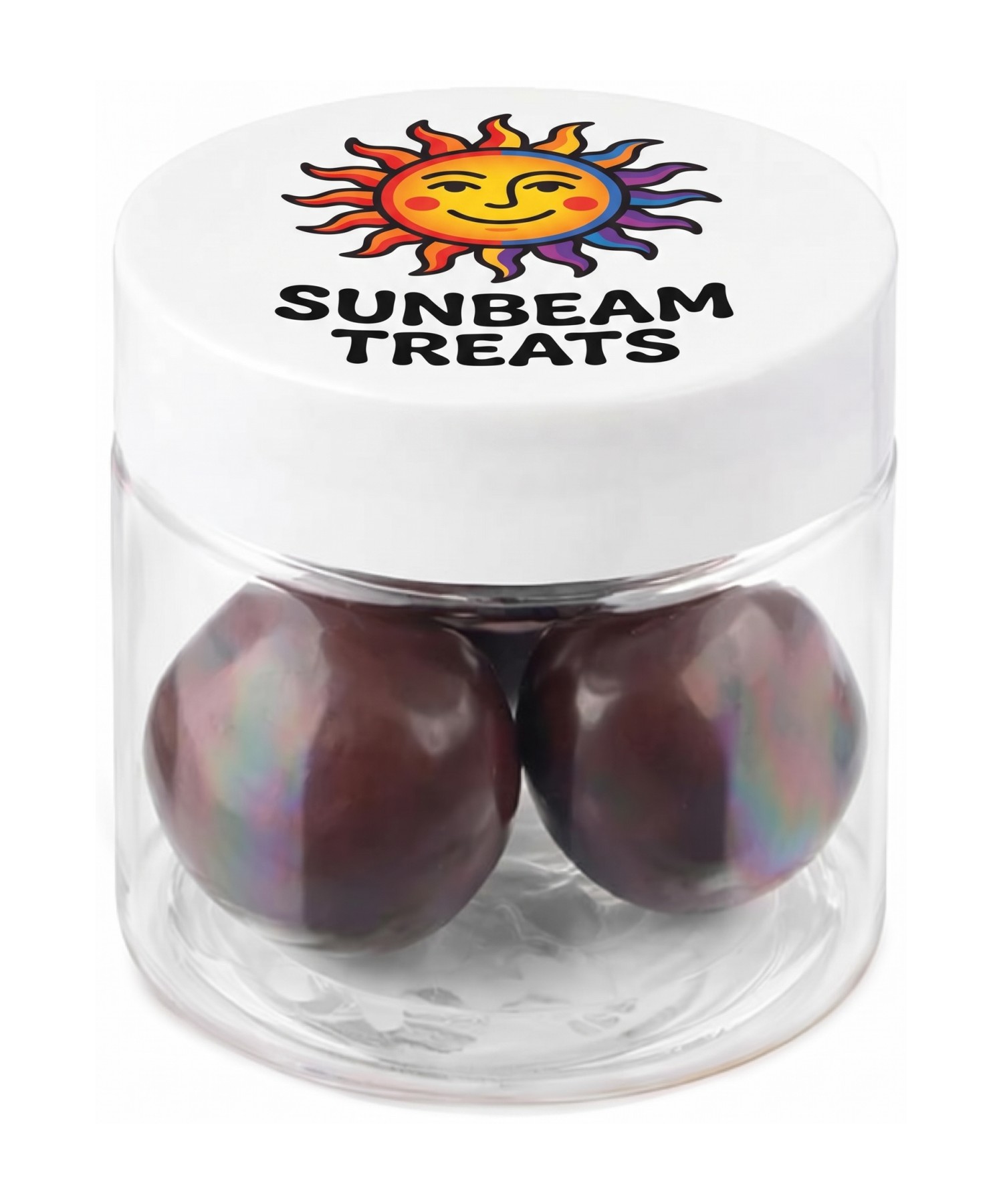 Union Printed - 1 oz jar of chocolate covered almonds with a full color imprint on the lid