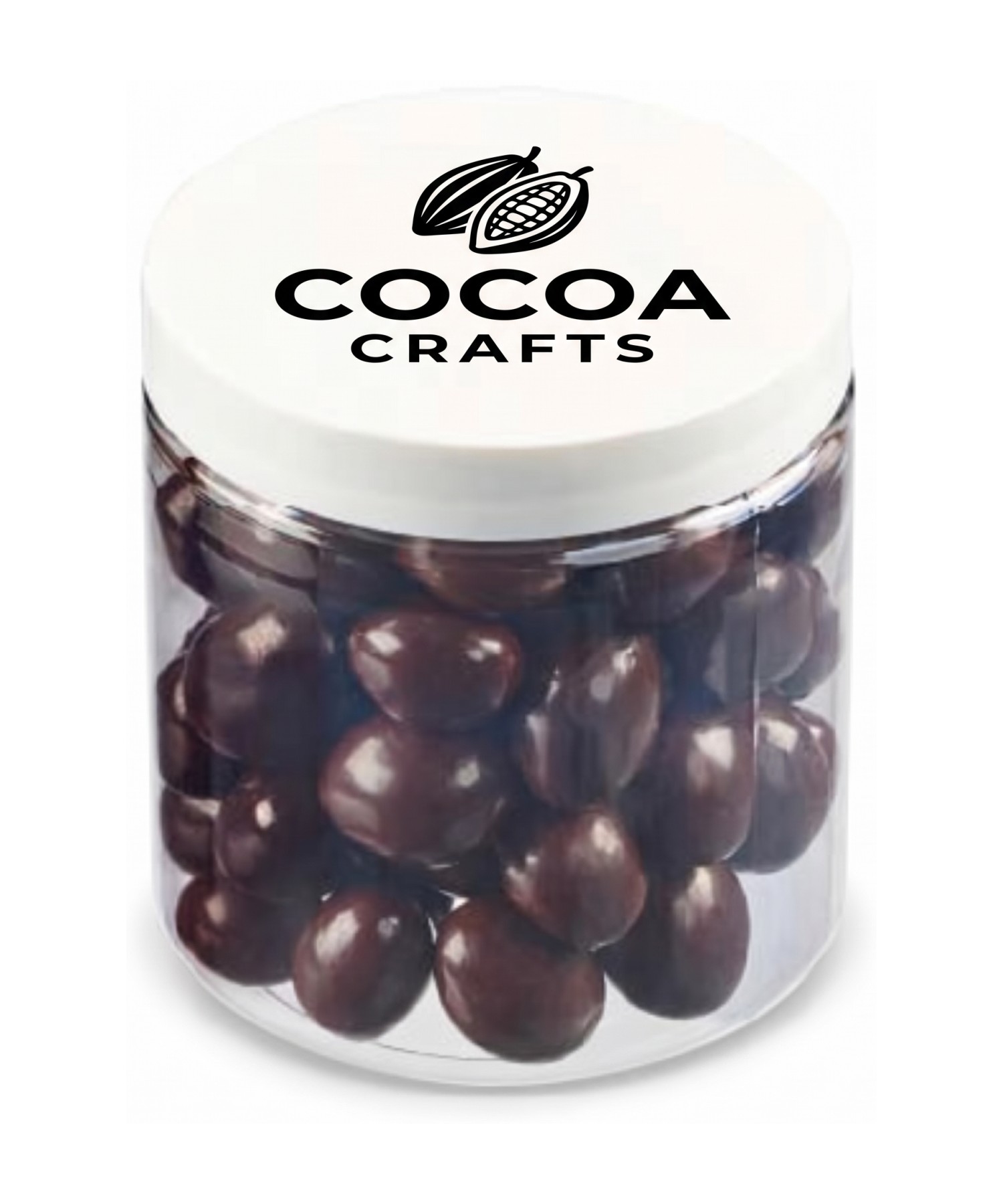 Union Printed - 8 oz jar of chocolate covered almonds with a full color imprint on the lid