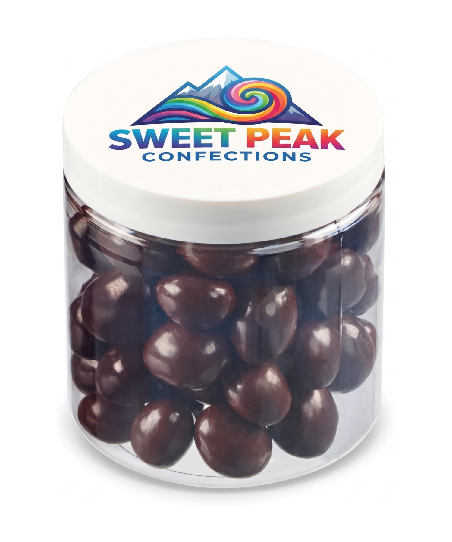 Union Printed - 8 oz jar of chocolate covered cookie pieces with a full color imprint on the lid