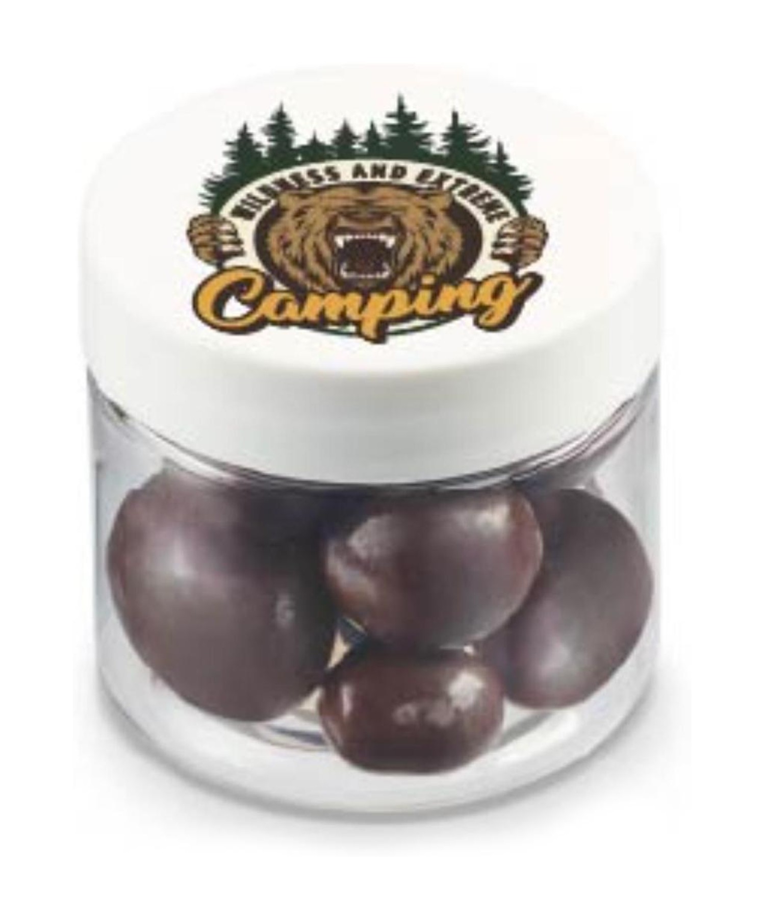 Union Printed - 2 oz jar of chocolate covered peanuts with a full color imprint on the lid