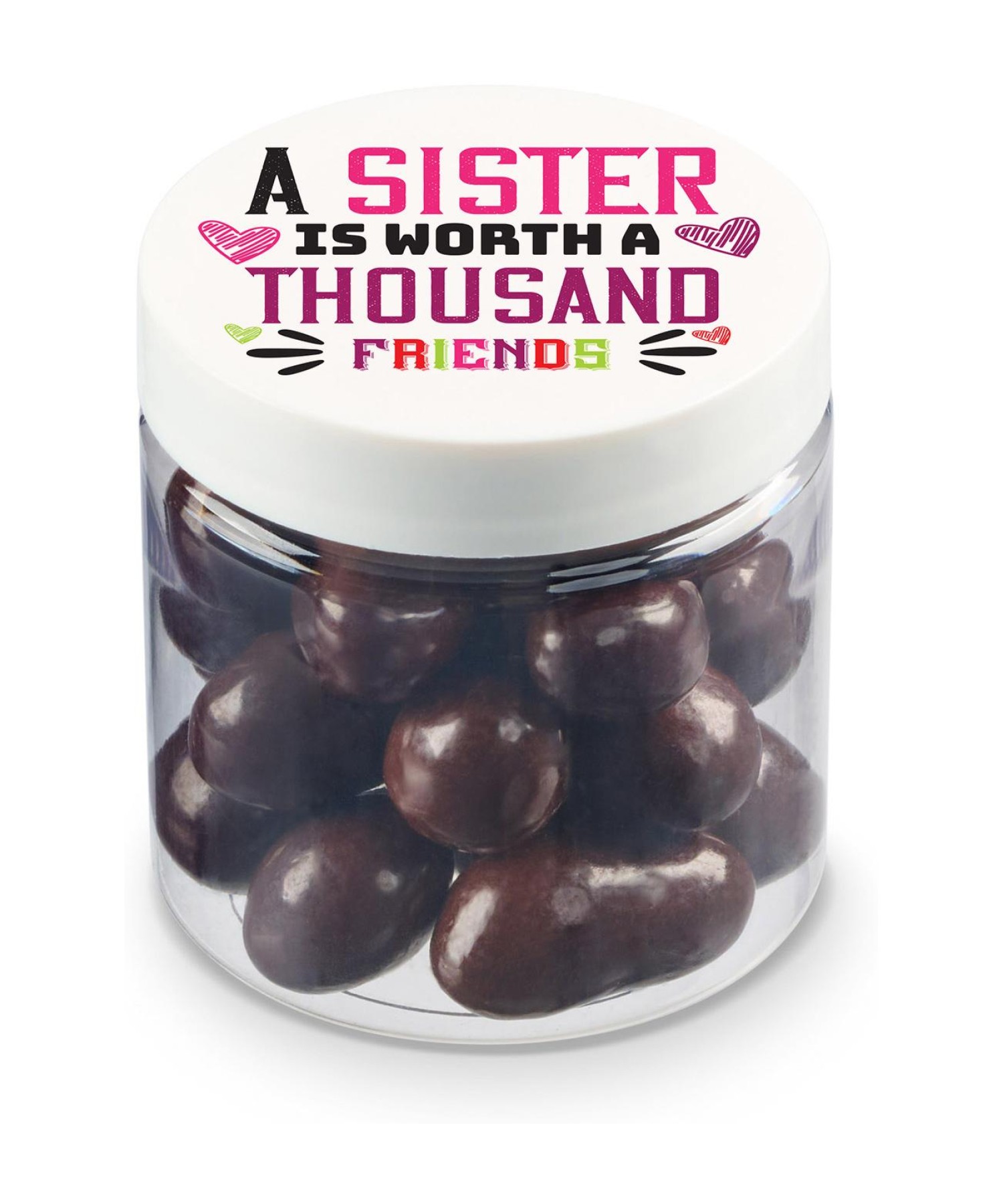 Union Printed - 4 oz jar of chocolate covered peanuts with a full color imprint on the lid
