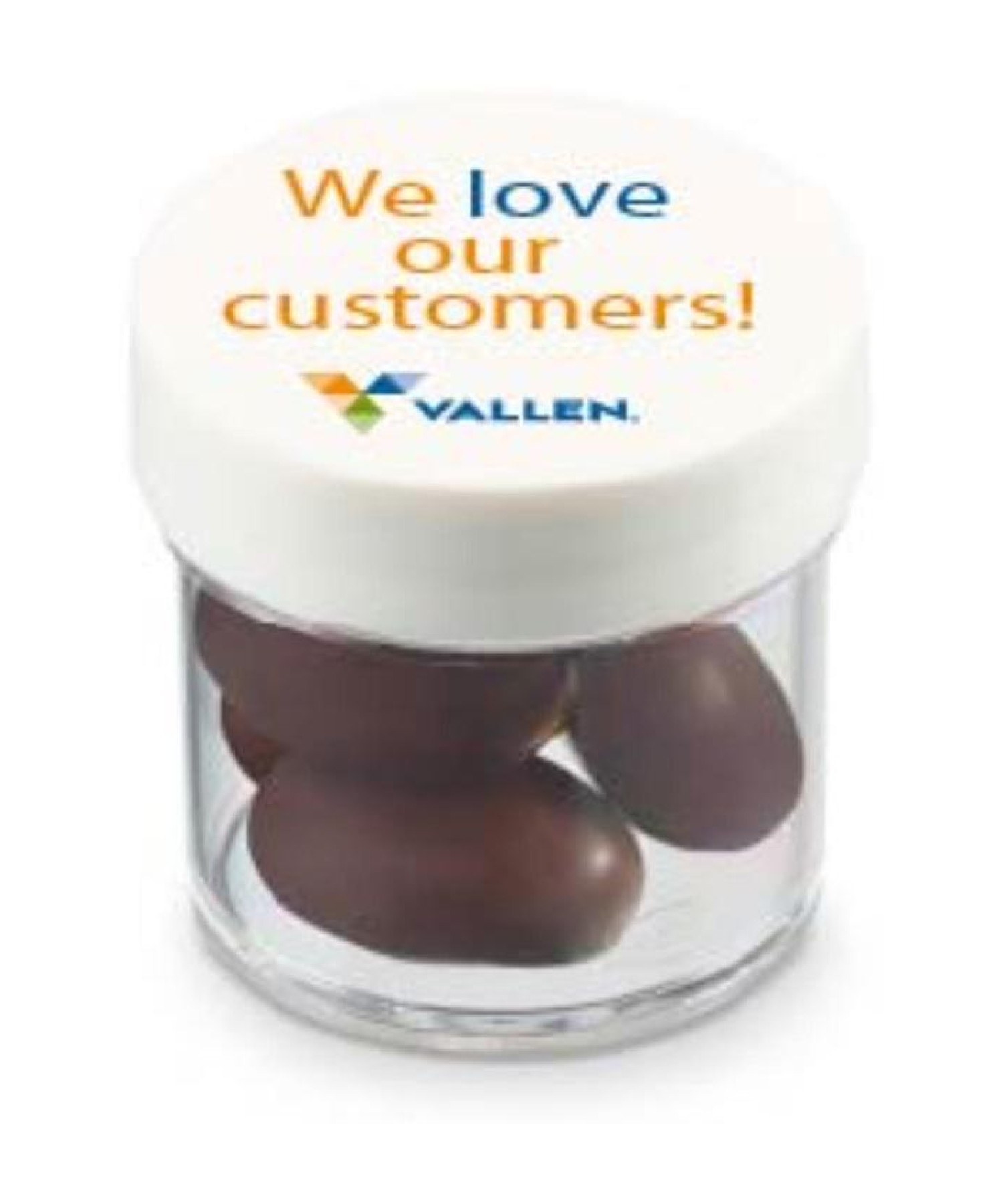 Union Printed - 1 oz jar of chocolate covered pretzels with a full color imprint on the lid