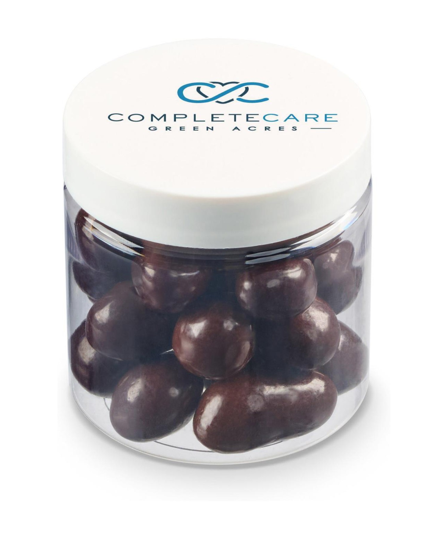 Union Printed - 4 oz jar of chocolate covered pretzels with a full color imprint on the lid