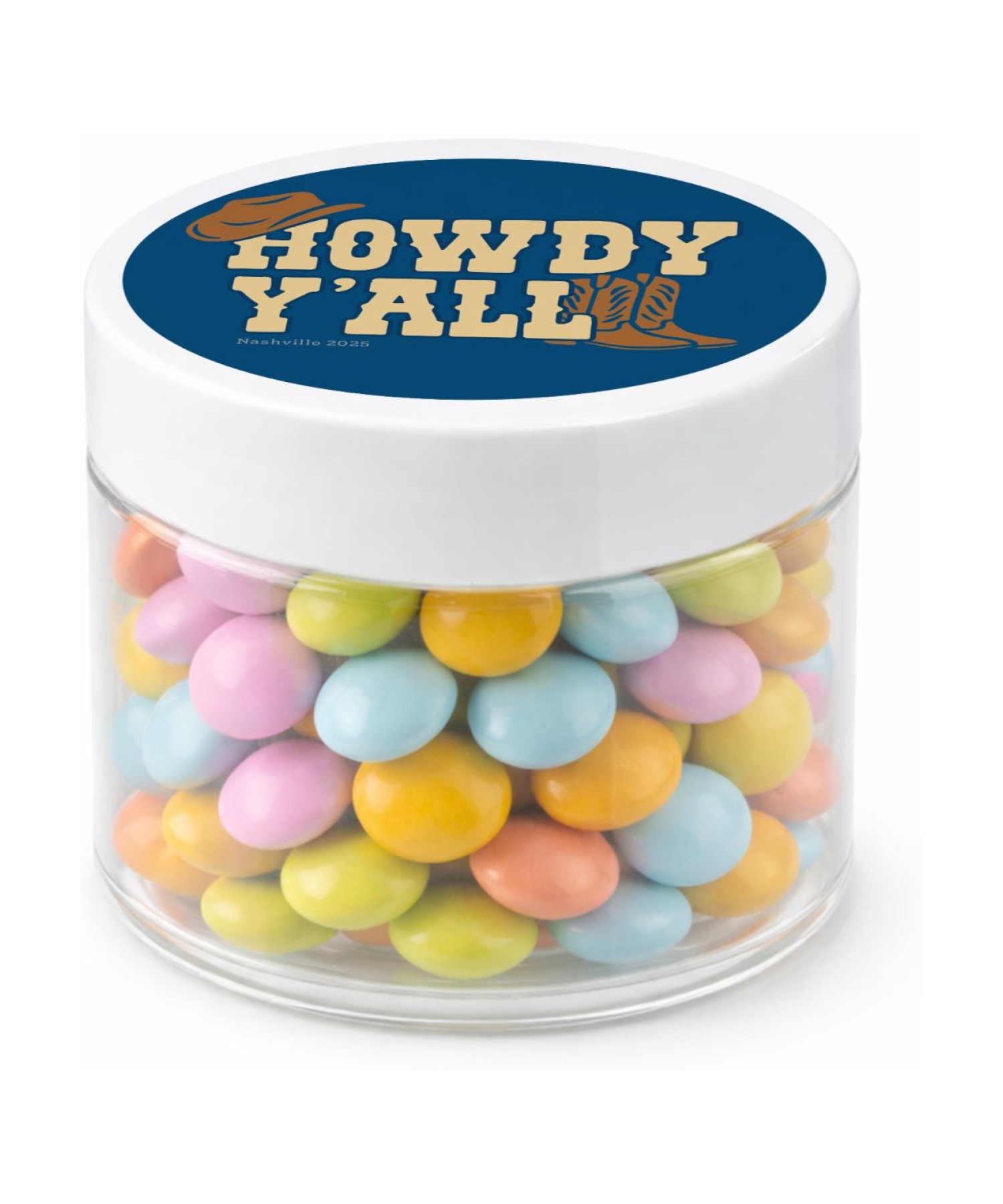 Union Printed - 1.3 oz jar of mini chocolate lentils with a full color imprint on the lid