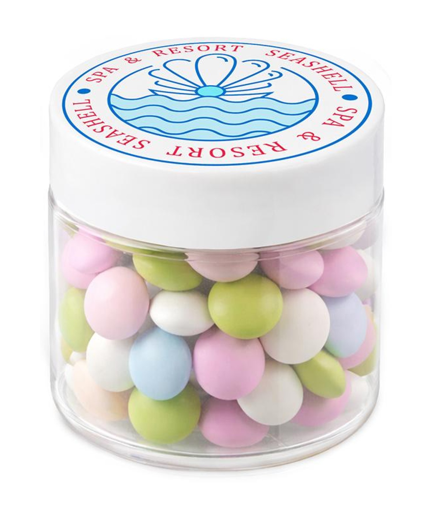 Union Printed - 2 oz jar of mini mint lentils with a full color imprint on the lid