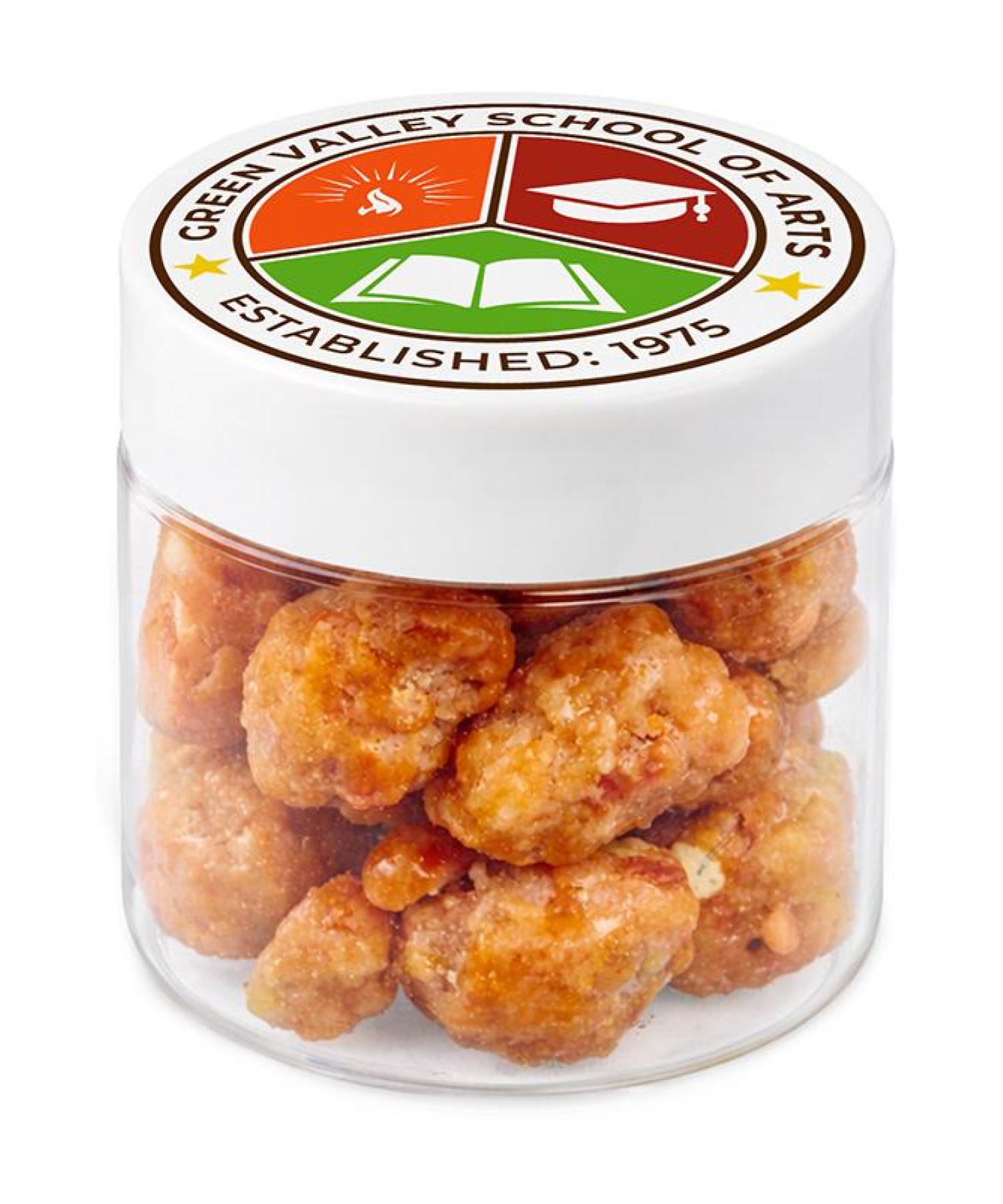 Union Printed - 1 oz jar of candied peanuts with a full color imprint on the lid