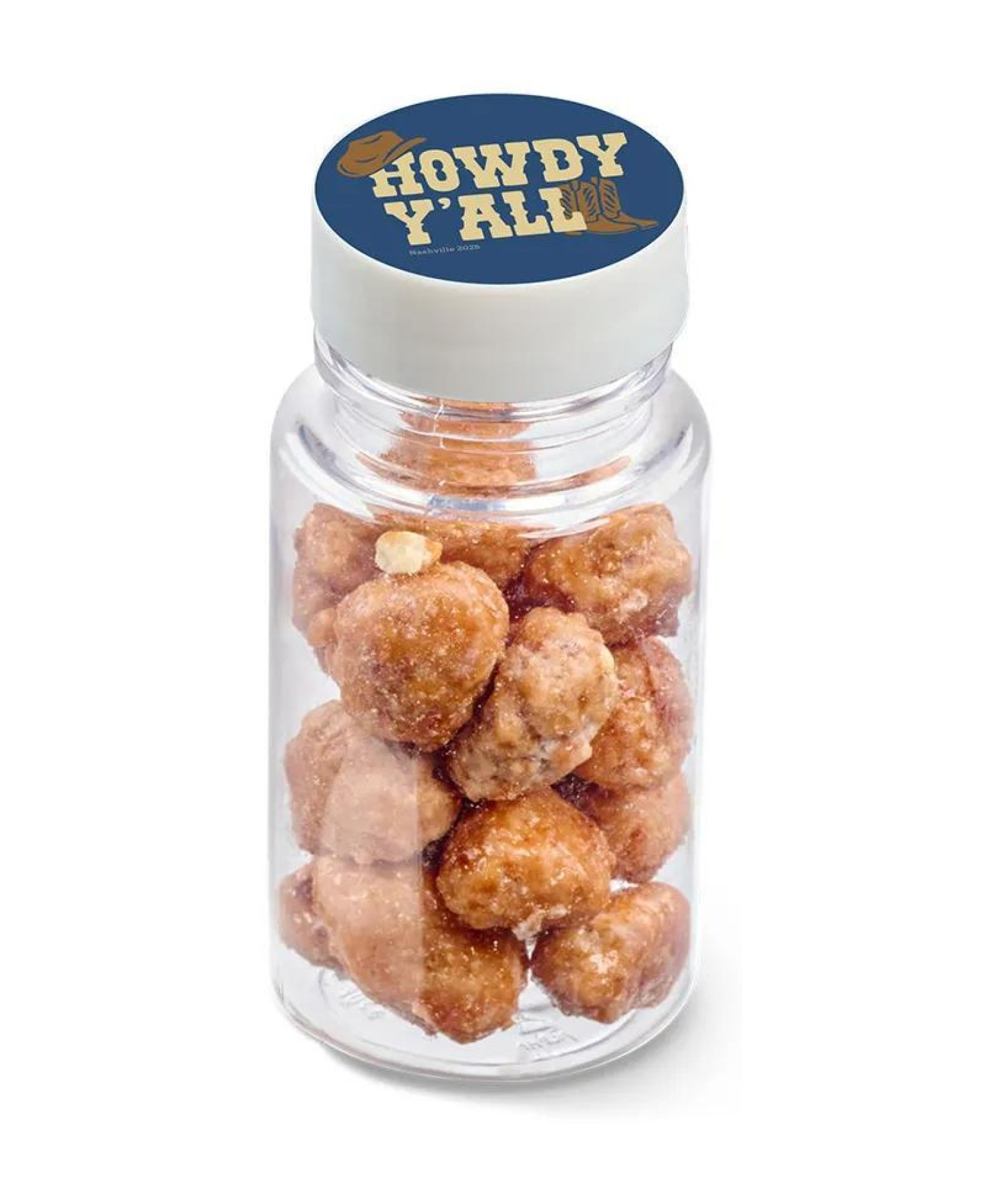 Union Printed - 1.3 oz jar of candied peanuts with a full color imprint on the lid