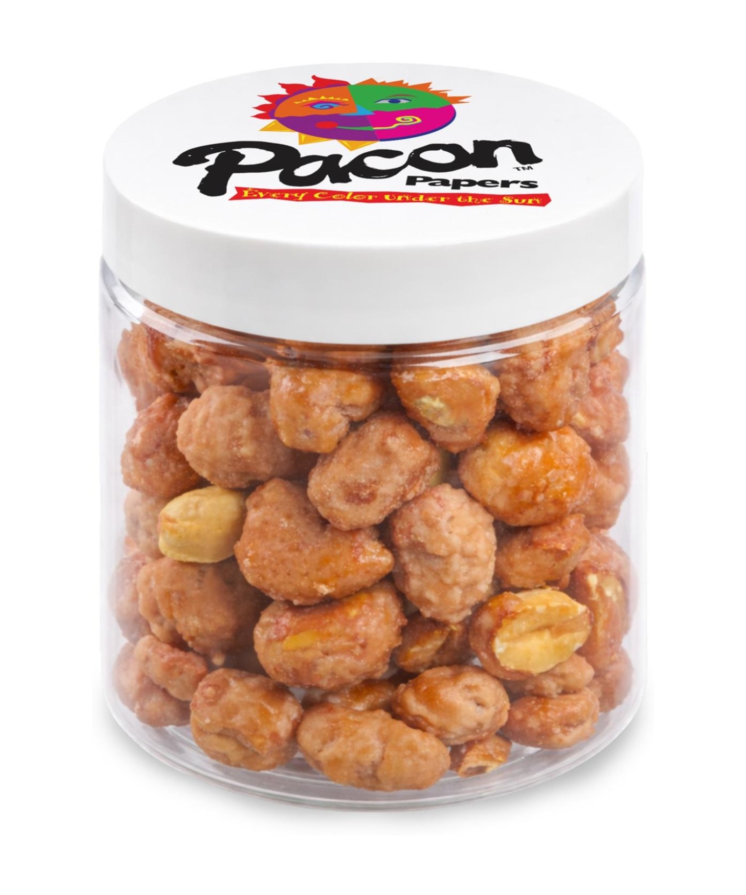 Union Printed - 8 oz jar of candied peanuts with a full color imprint on the lid