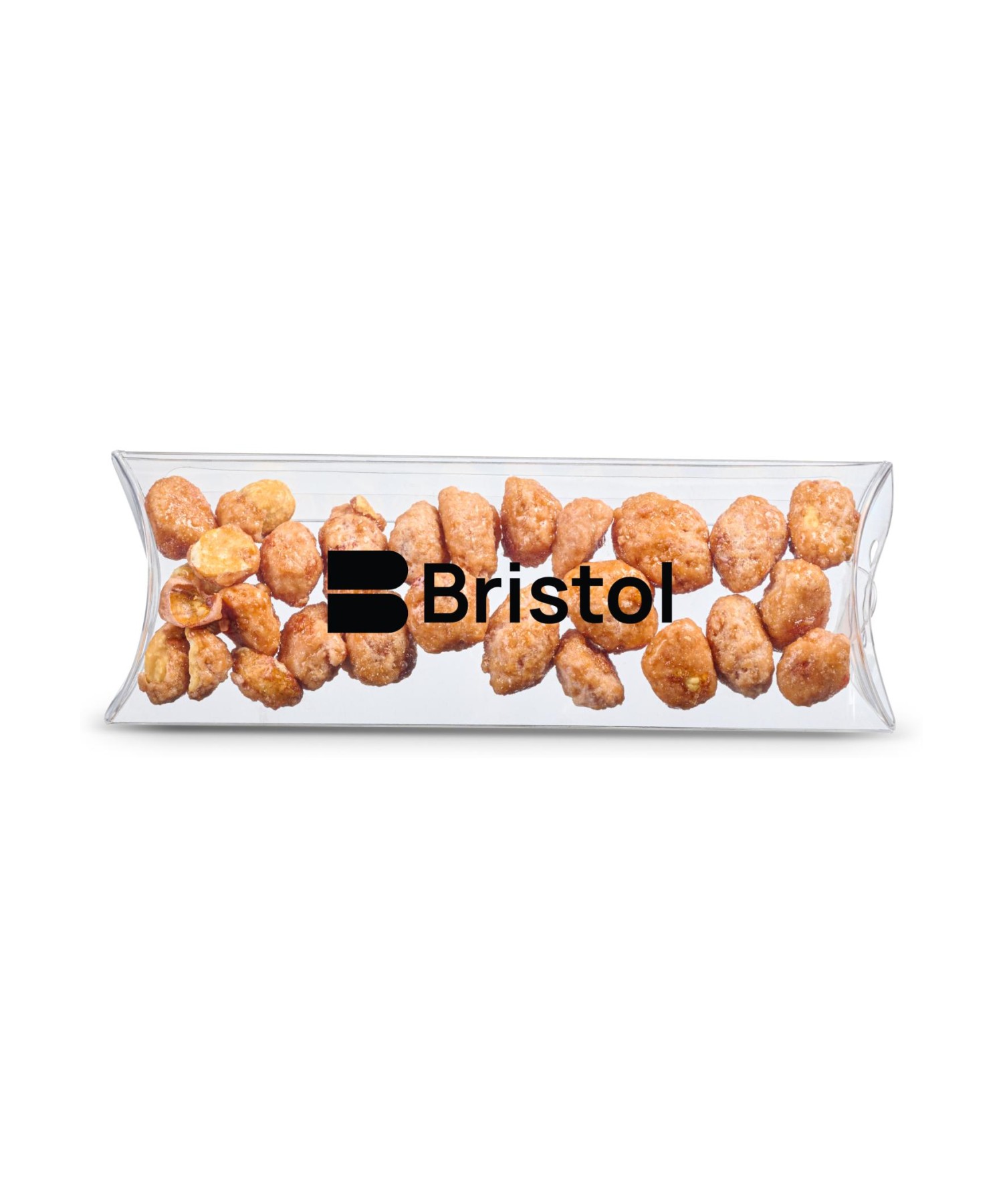 Union Printed - 5" pillow box of candied peanuts with a full color logo imprint on the box