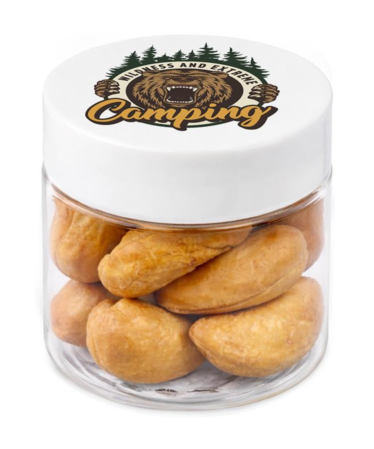 Union Printed - 1 oz jar of roasted cashews with a full color imprint on the lid