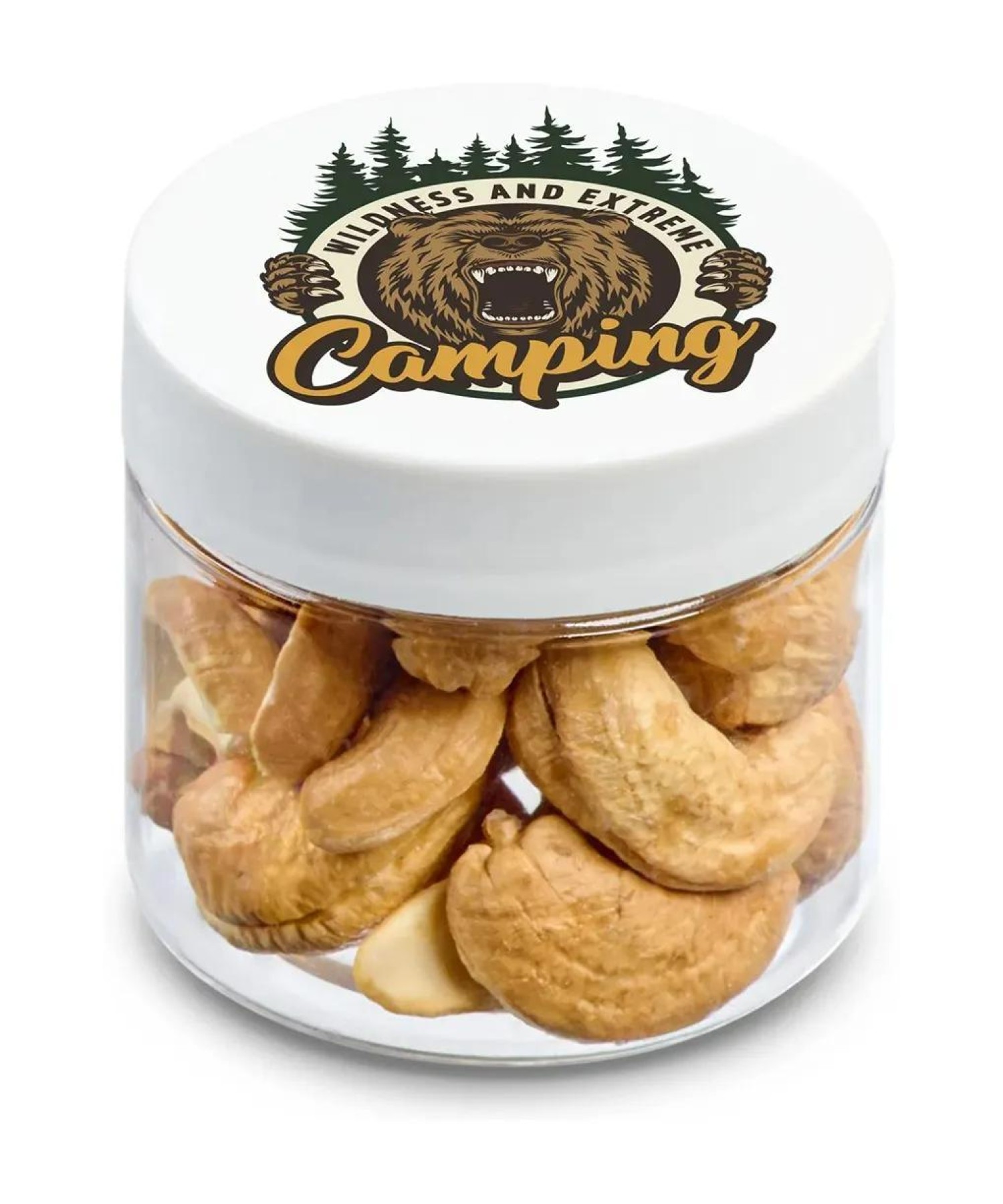 Union Printed - 2 oz jar of roasted cashews with a full color imprint on the lid
