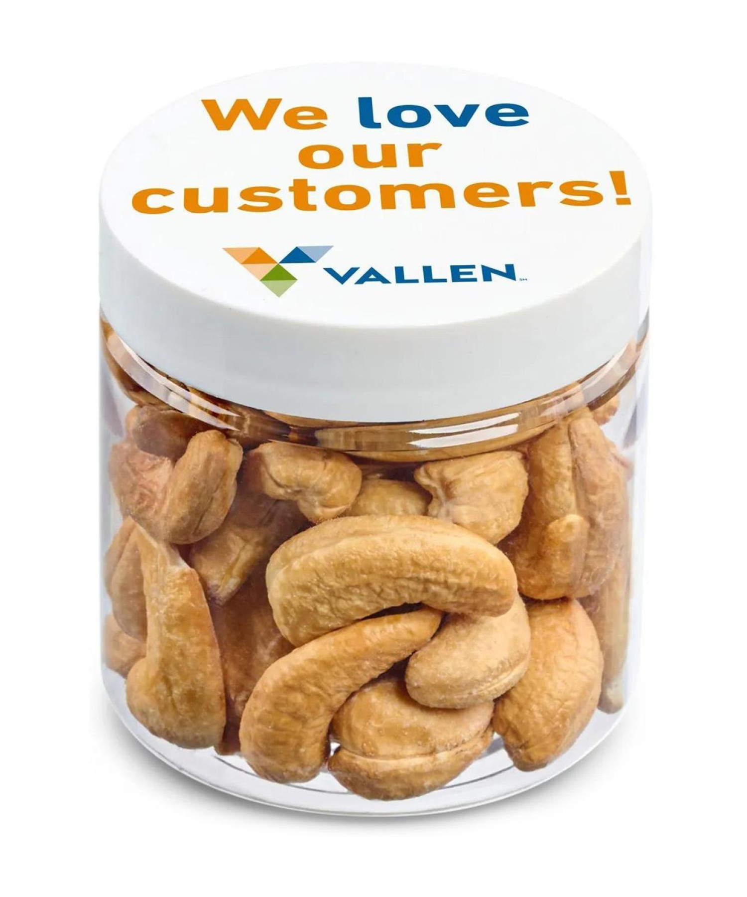 Union Printed - 4 oz jar of roasted cashews with a full color imprint on the lid