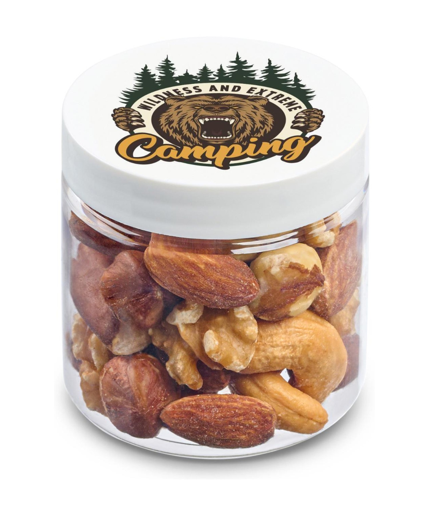 Union Printed - 4 oz jar of roasted mixed nuts with a full color imprint on the lid