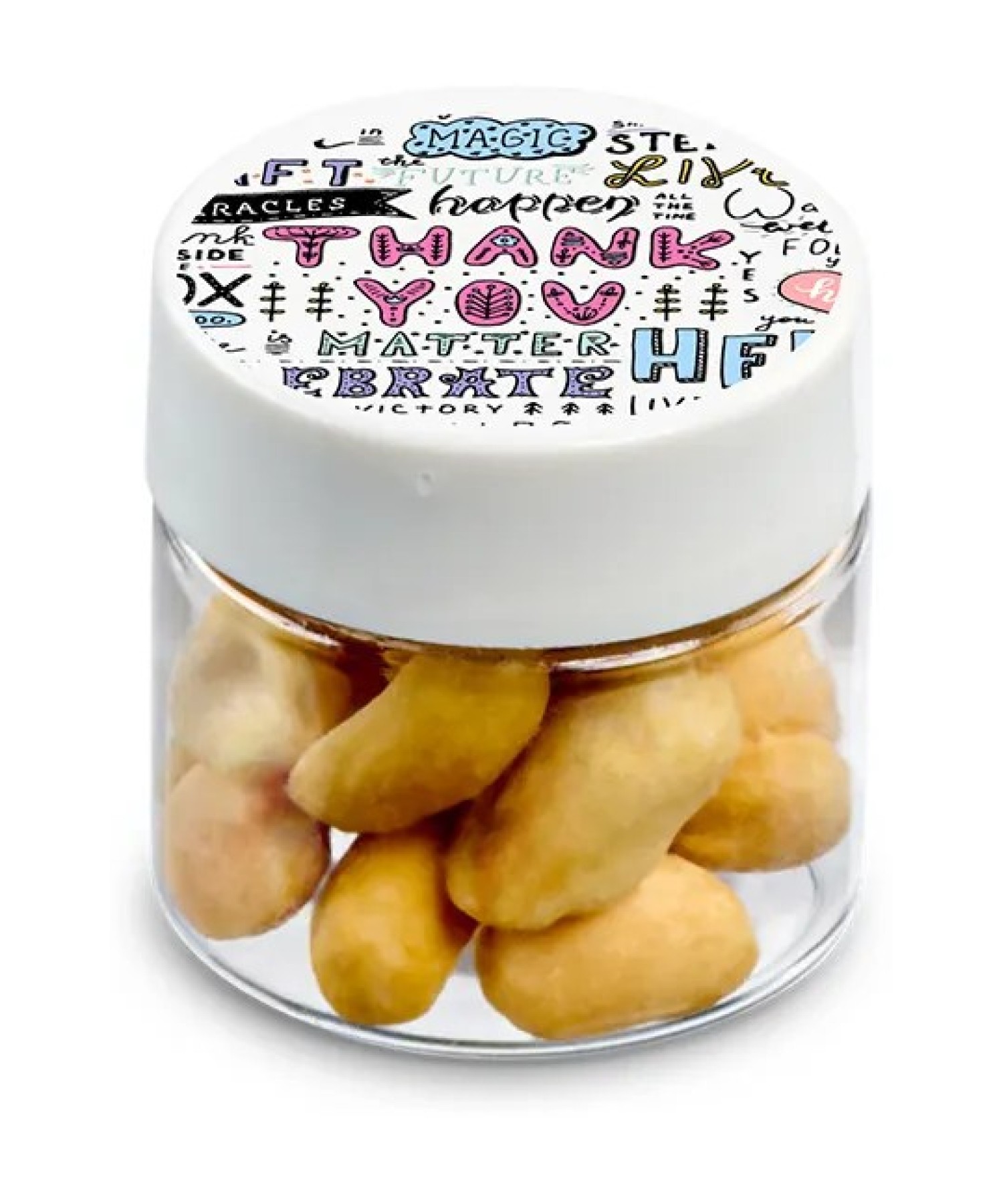 Union Printed - 1/2 oz jar of roasted peanuts with a full color imprint on the lid