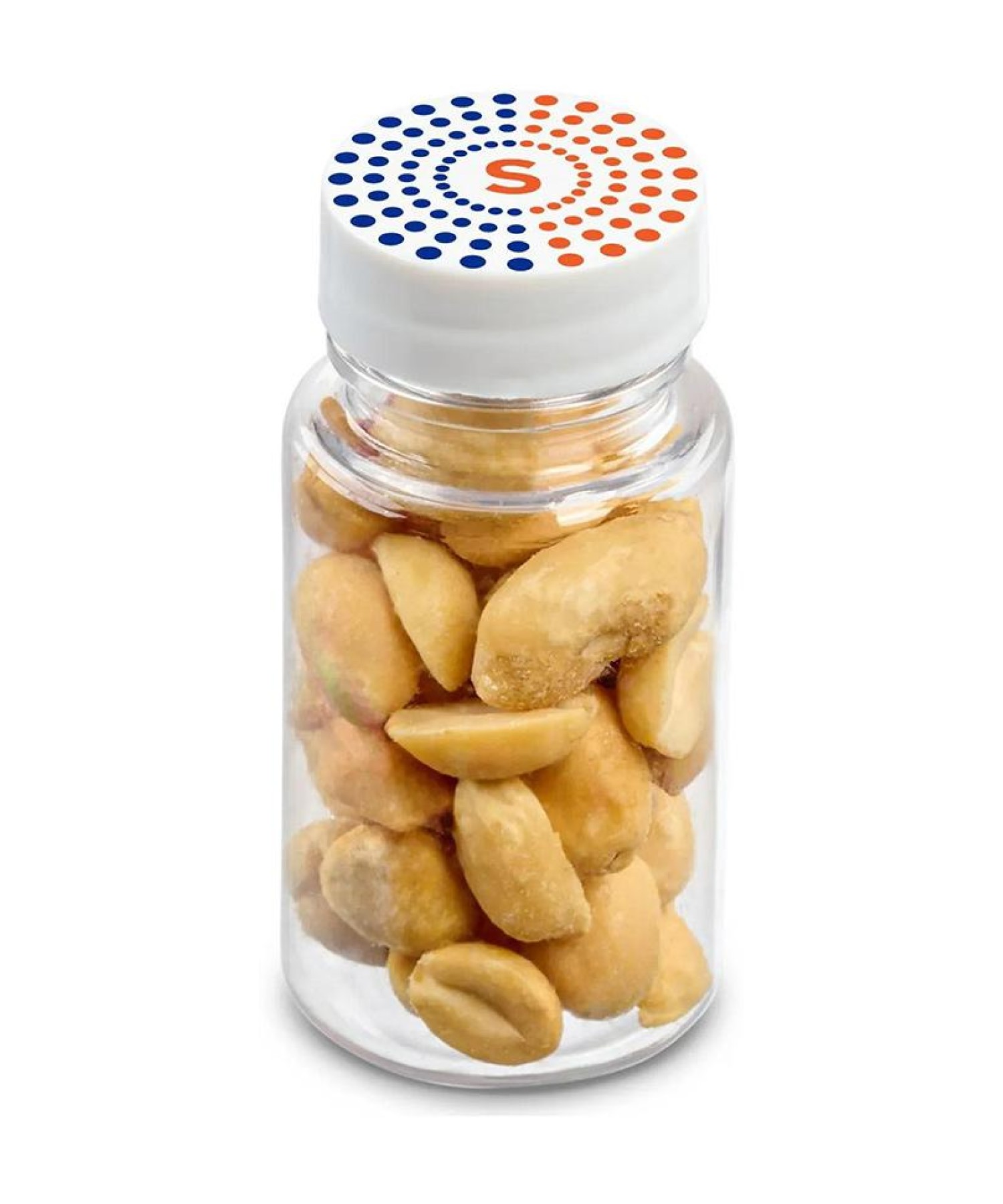 Union Printed - 1.3 oz jar of roasted peanuts with a full color imprint on the lid