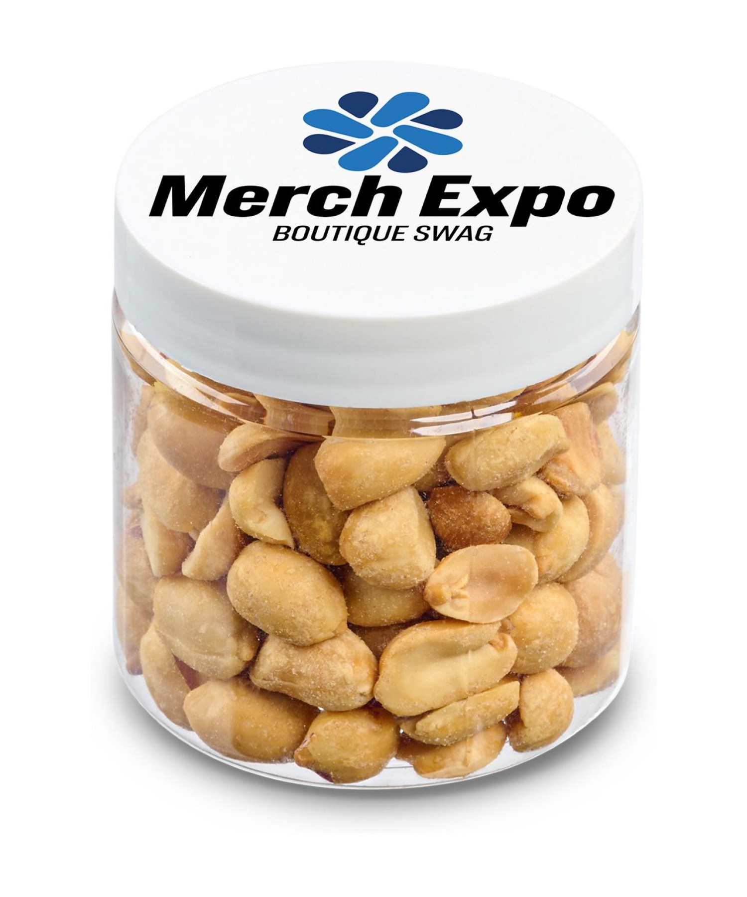 Union Printed - 4 oz jar of roasted peanuts with a full color imprint on the lid