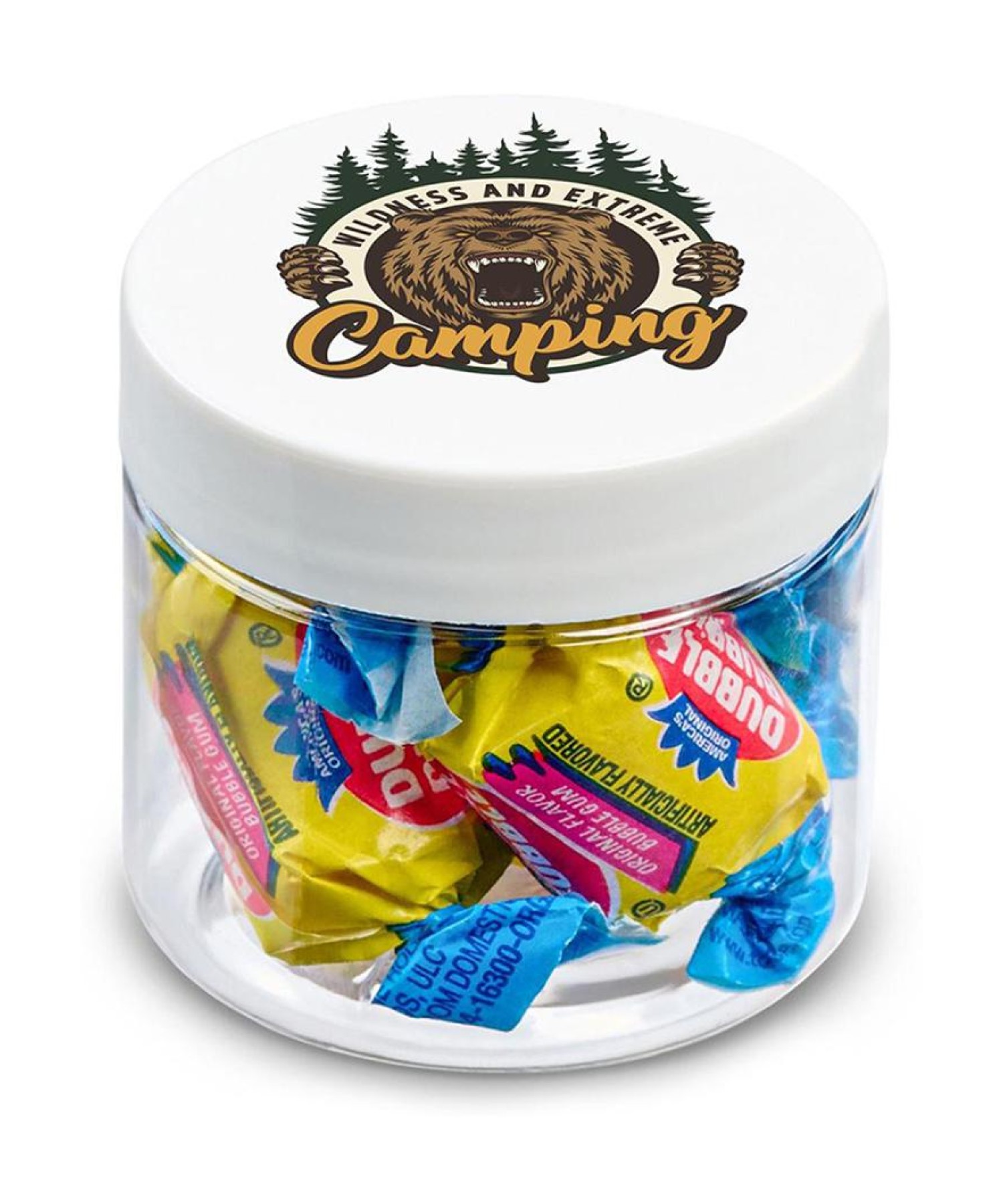 Union Printed - 2 oz jar of individually wrapped bubble gum with a full color imprint on the lid
