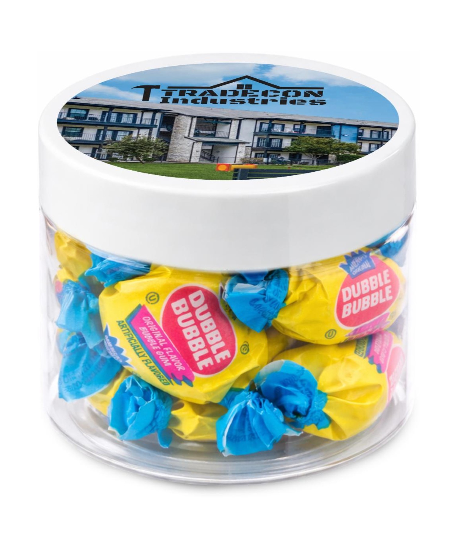 Union Printed - 4 oz jar of individually wrapped bubble gum with a full color imprint on the lid