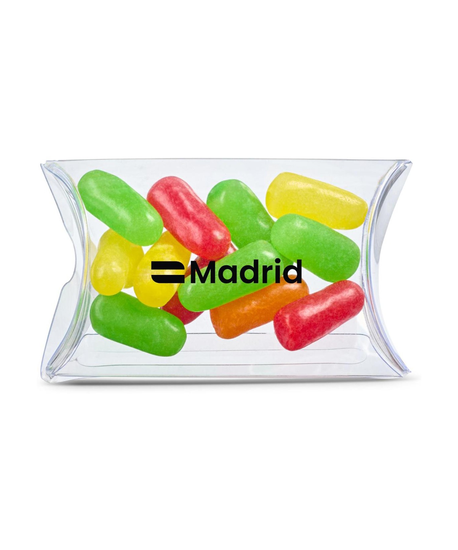 Union Printed - 3" pillow box of Mike & Ike jelly beans with a full color imprint on the box