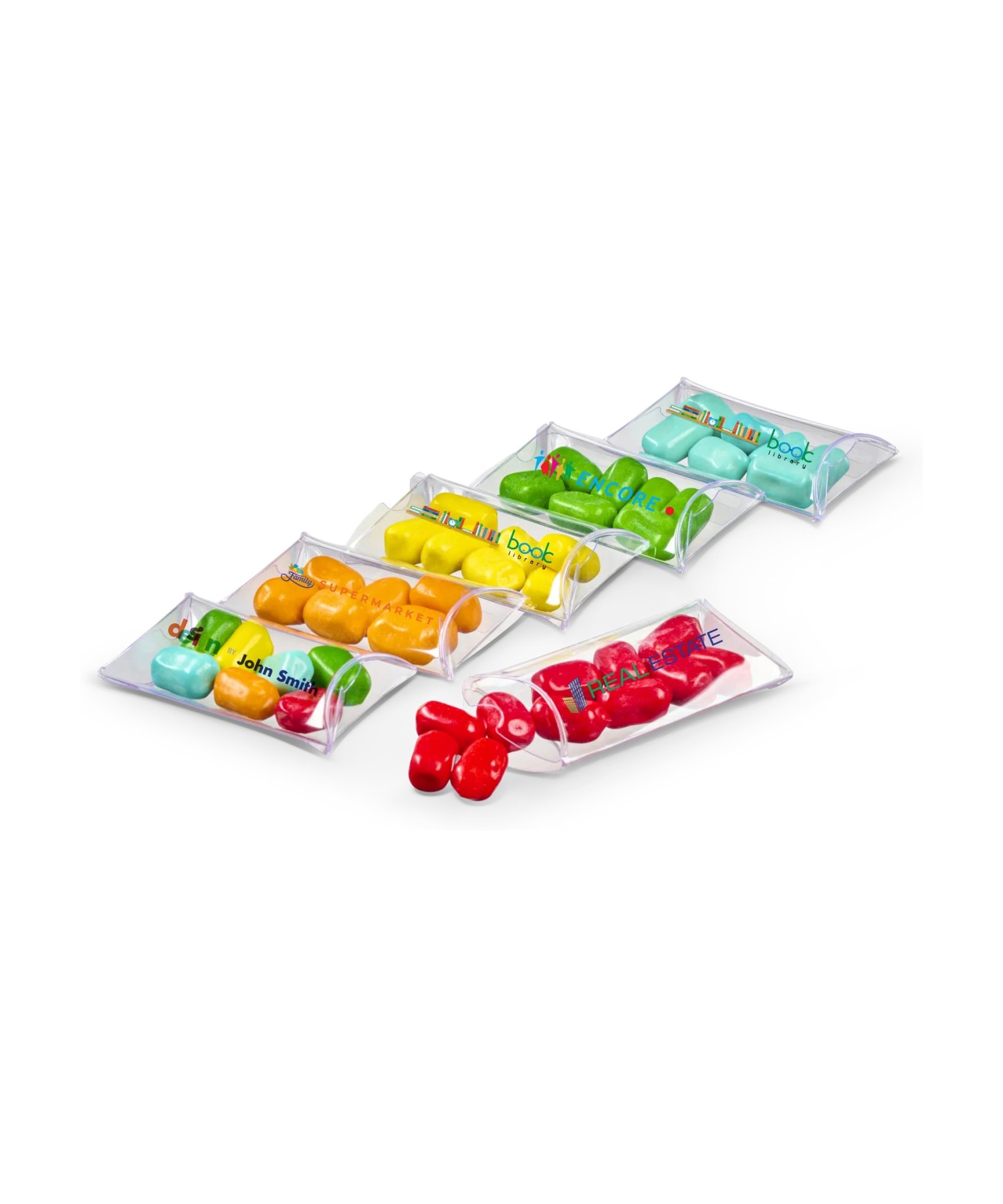 Union Printed - 3" pillow box of Bala chewy candy with a full color imprint on the box
