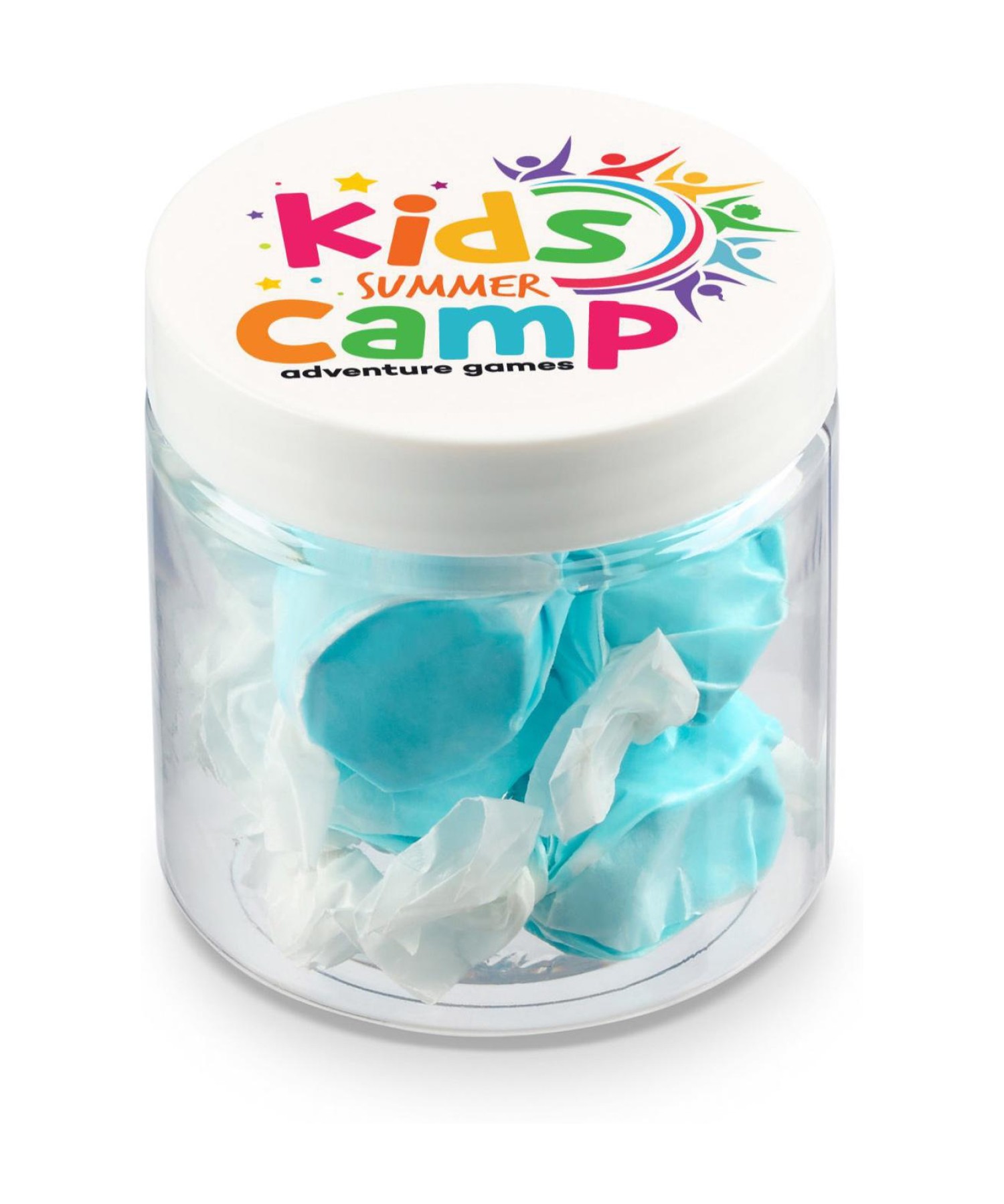 Union Printed - 4 oz clear jar of assorted saltwater taffy with a full color imprint on the lid