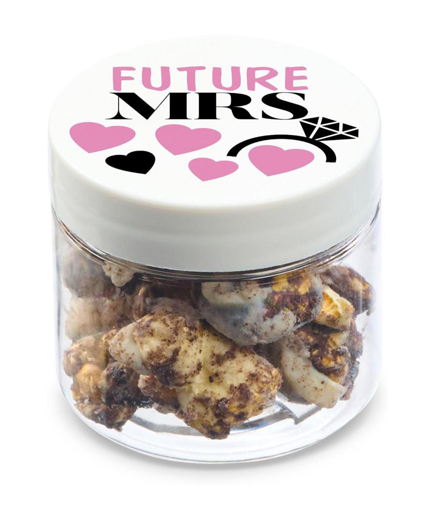 Union Printed - 2 oz clear jar of Popinsanity artisanal popcorn with a full color imprint on the lid