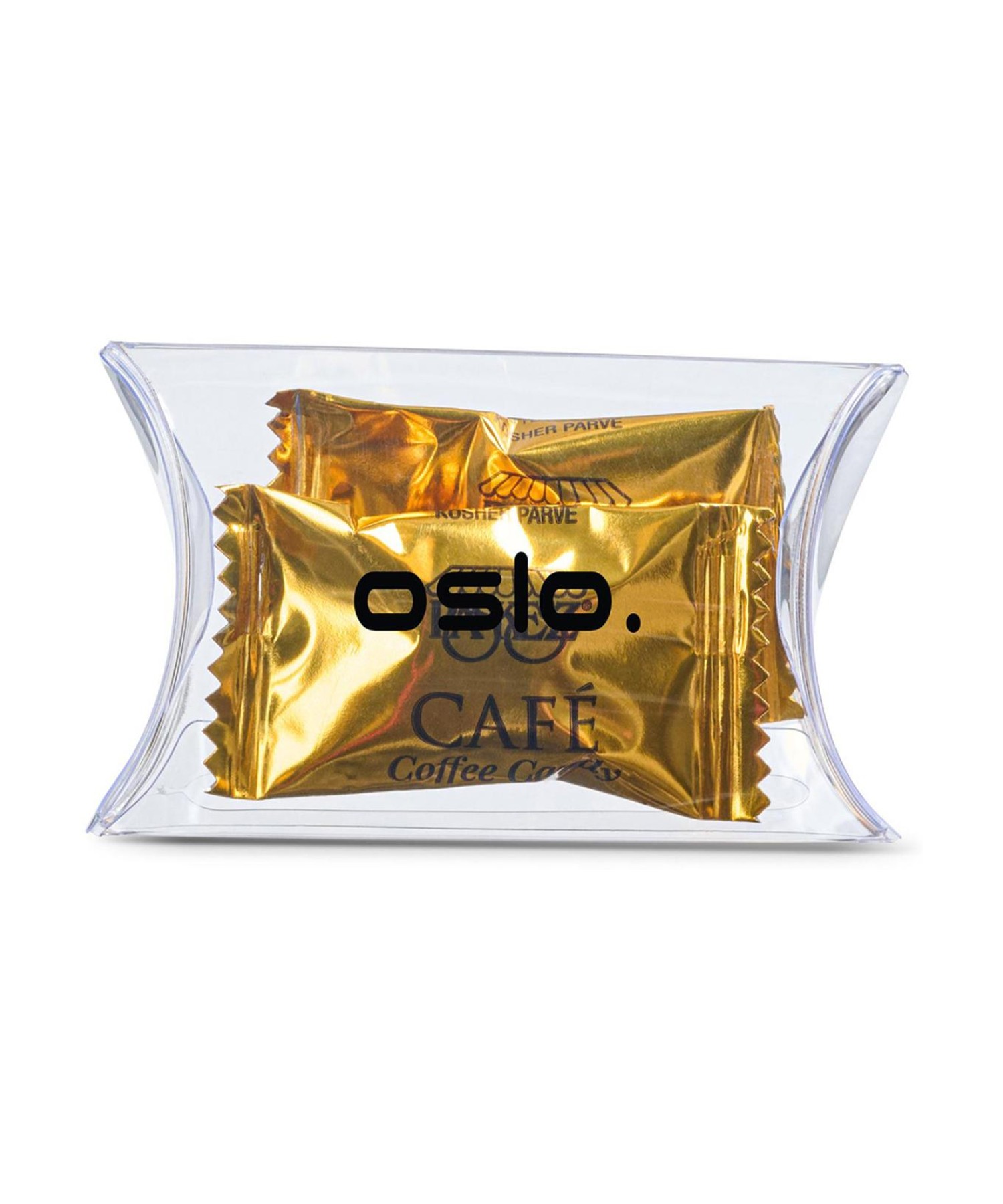 Union Printed - 3" pillow box of individually wrapped coffee flavored candy with a full color imprint on the box