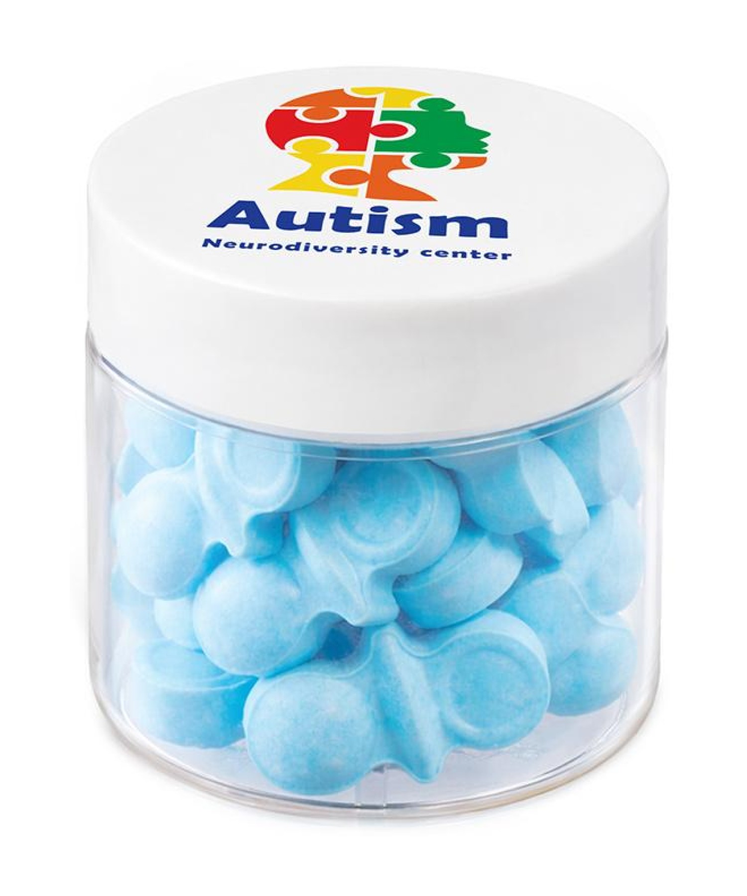 Union Printed - 1 oz jar of pacifier-shaped candy in light blue or pink with your full color logo on the lid