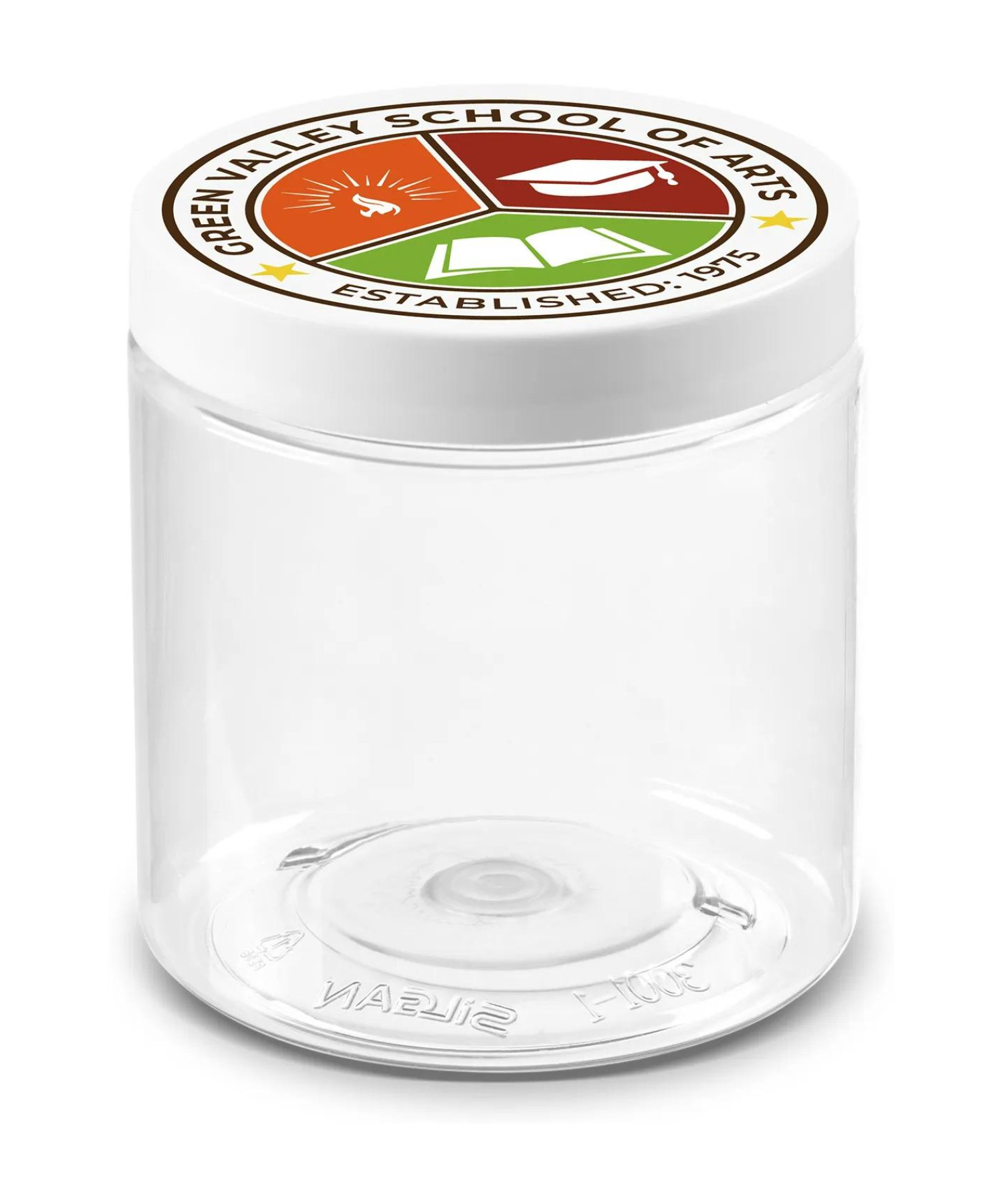 Union Printed - 8 oz empty bottle with lid for your own fill, with a full color logo imprint on the lid
