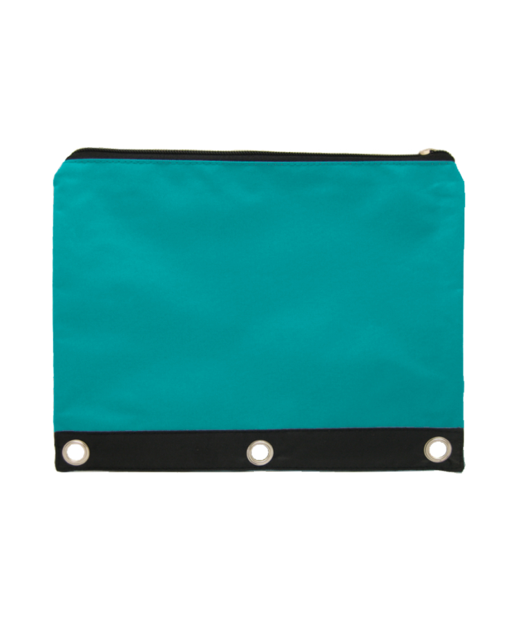 Union Printed - 3-Ring Pencil Pouch - sized to fit mosty 3-ring binders - 1-Color — Teal/Light Blue