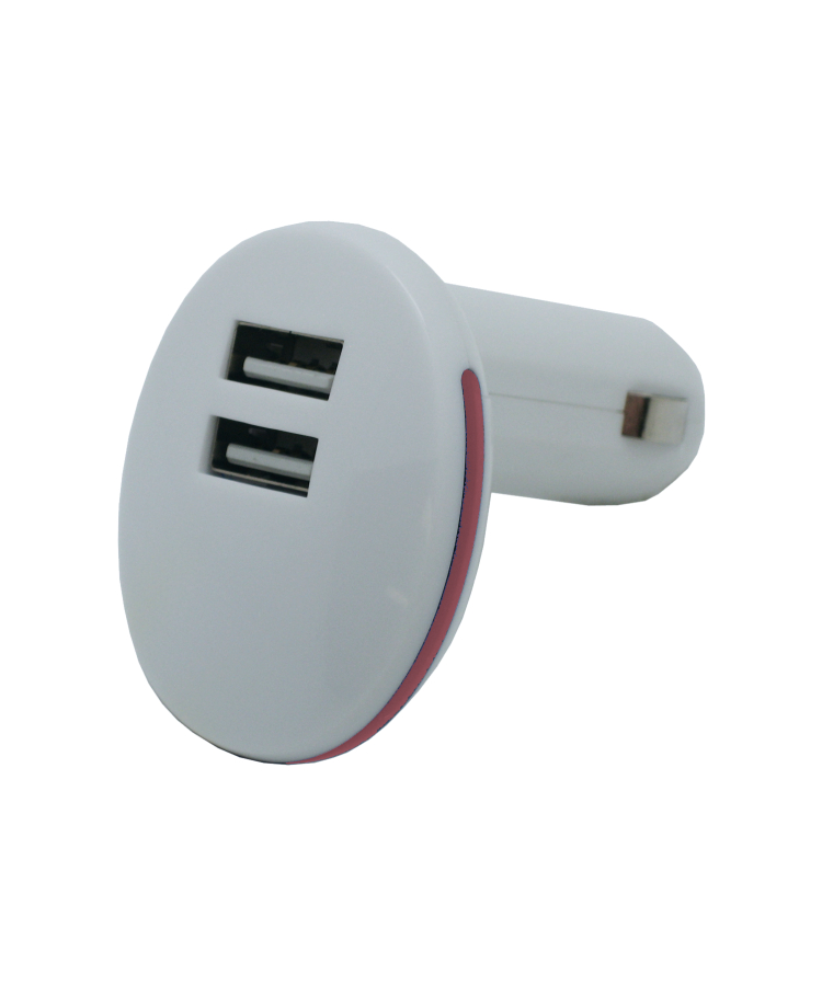 Union Printed - Dual USB Car Charger with LED Light — Red