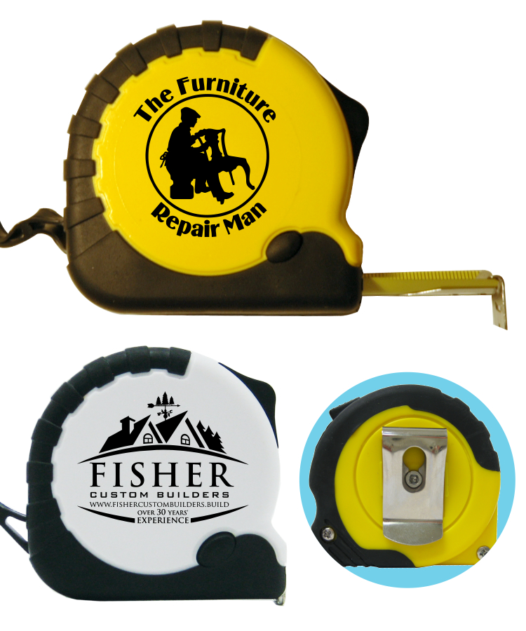 Union Printed - Heavy-Duty (10 foot) Tape Measure with Belt Clip and Wrist Strap - One Color Print
