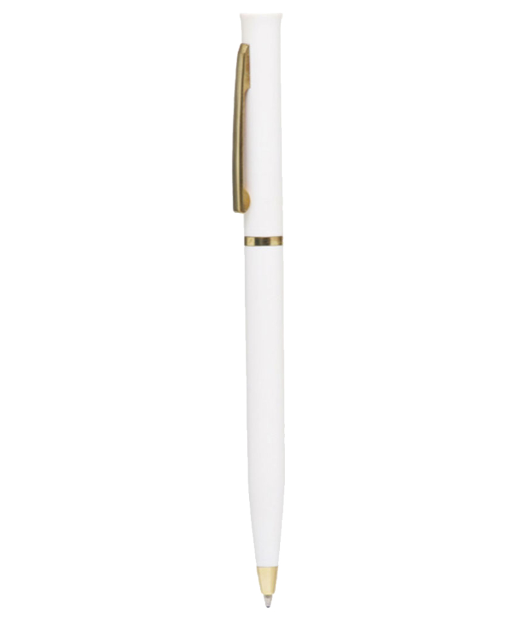 Union Printed - Promotional Hotel Desk Twister Pen with Gold Trim — White