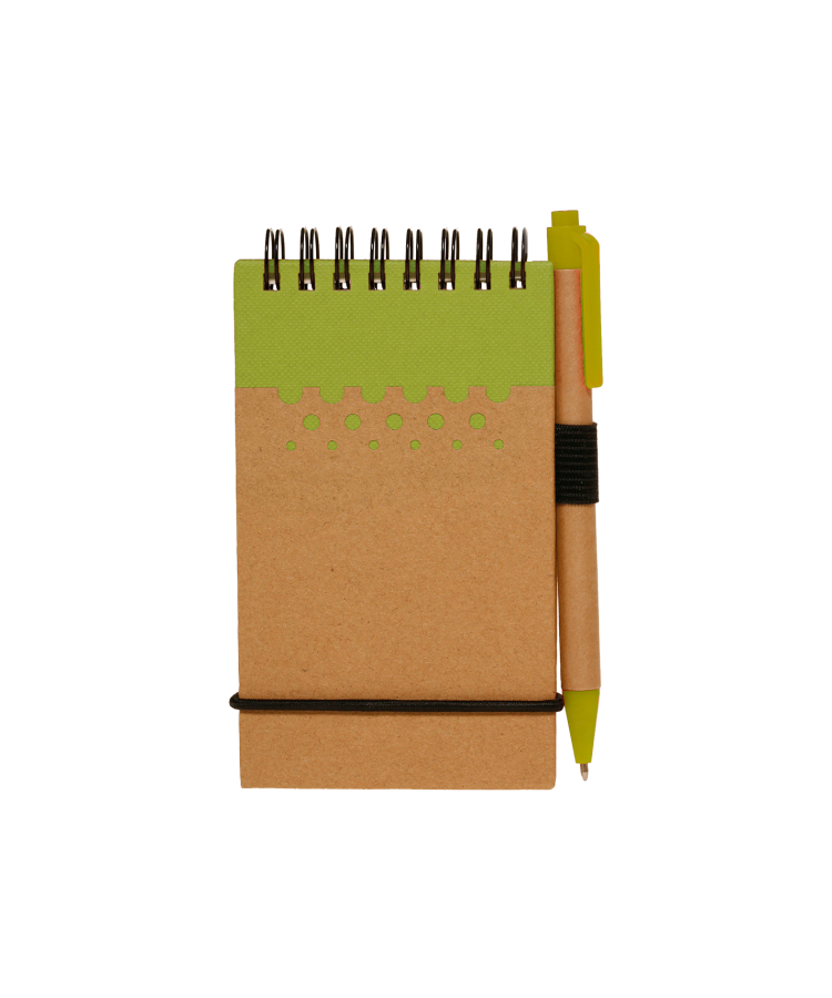 Union Printed -Eco Spiral Notebook Jotter with Matching Pen - 1-color Print — Green