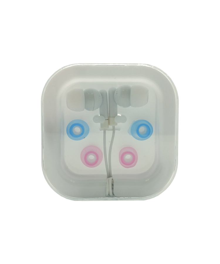 Earphones with Case & Interchangeable Earbuds — White