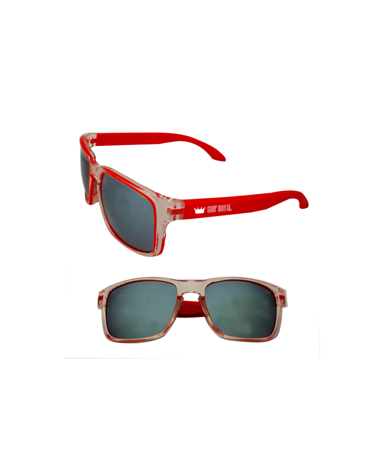 Union Printed - Two-Tone Mirrored Sunglasses with 1-Color Logo — Red