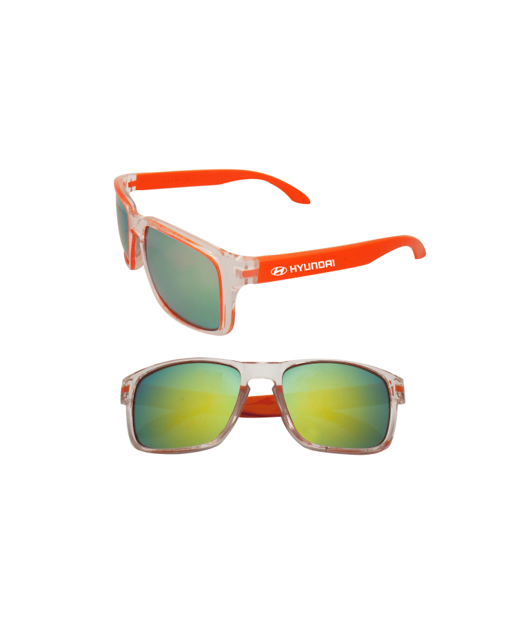 Union Printed - Two-Tone Mirrored Sunglasses with 1-Color Logo — Orange