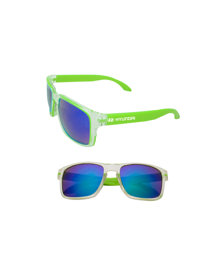 Union Printed - Two-Tone Mirrored Sunglasses with 1-Color Logo — Green