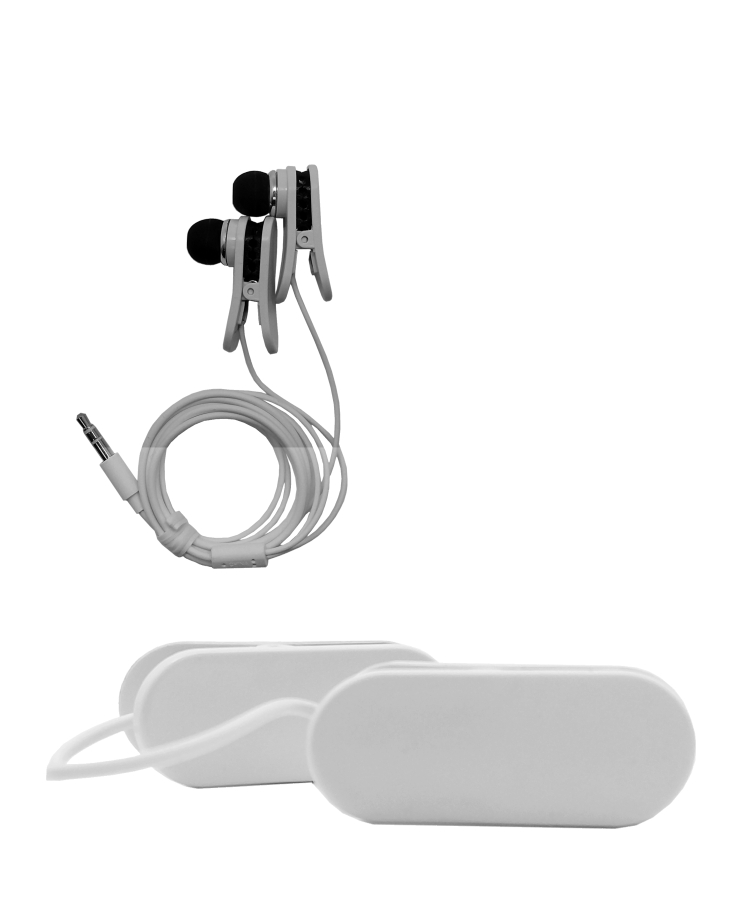 Union Printed Ear Buds With Clothing Clip — Black