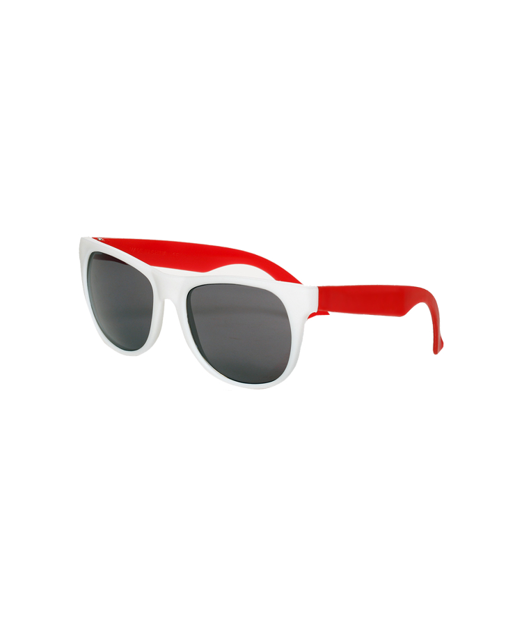 Union Printed - Economy White Face Two-Tone Sunglasses with 1-Color Logo — Red