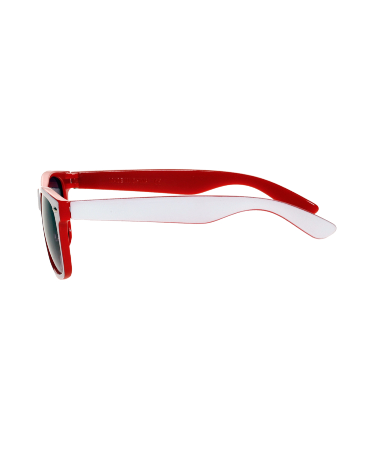 Union Printed - Two Color White Sunglasses with 1-Color Logo — Red