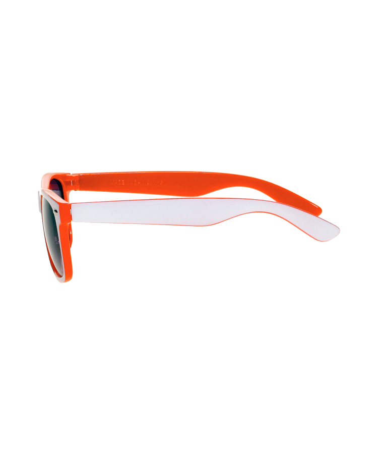 Union Printed - Two Color White Sunglasses with 1-Color Logo — Orange