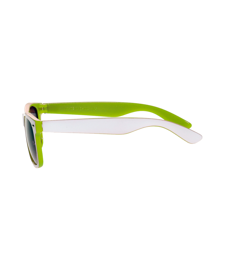 Union Printed - Two Color White Sunglasses with 1-Color Logo — Lime Green
