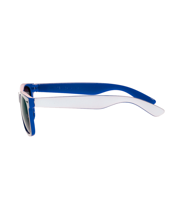 Union Printed - Two Color White Sunglasses with 1-Color Logo — Blue