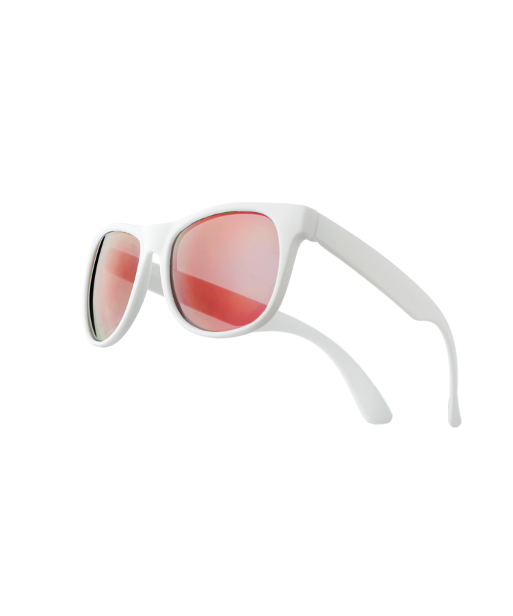 Union Printed - White Frames Reflector Mirrored Color Lens Sunglasses - UV 400 Protection — Red